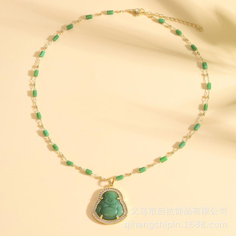 Maitreya Buddha Necklace Retro Court Ethnic Style National Tide Men'S And Women'S Accessories