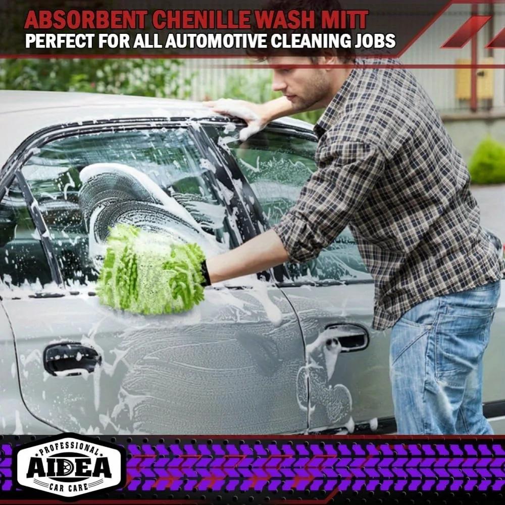 Car Cleaning Microfiber, 2-piece Set - Scratch Free and Lint Free, High-quality Lint Microfiber Car Wash Gloves - Green
