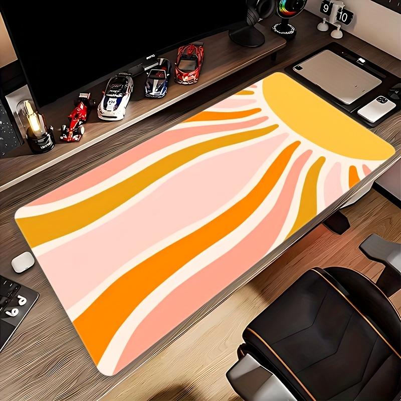 1PC Orange Sun Pattern Large Gaming Mouse Pad, Keyboard Rug, Anti Slip Rubber Table Pad, XXL Cute Mouse Pad 1000x500mm Playmat