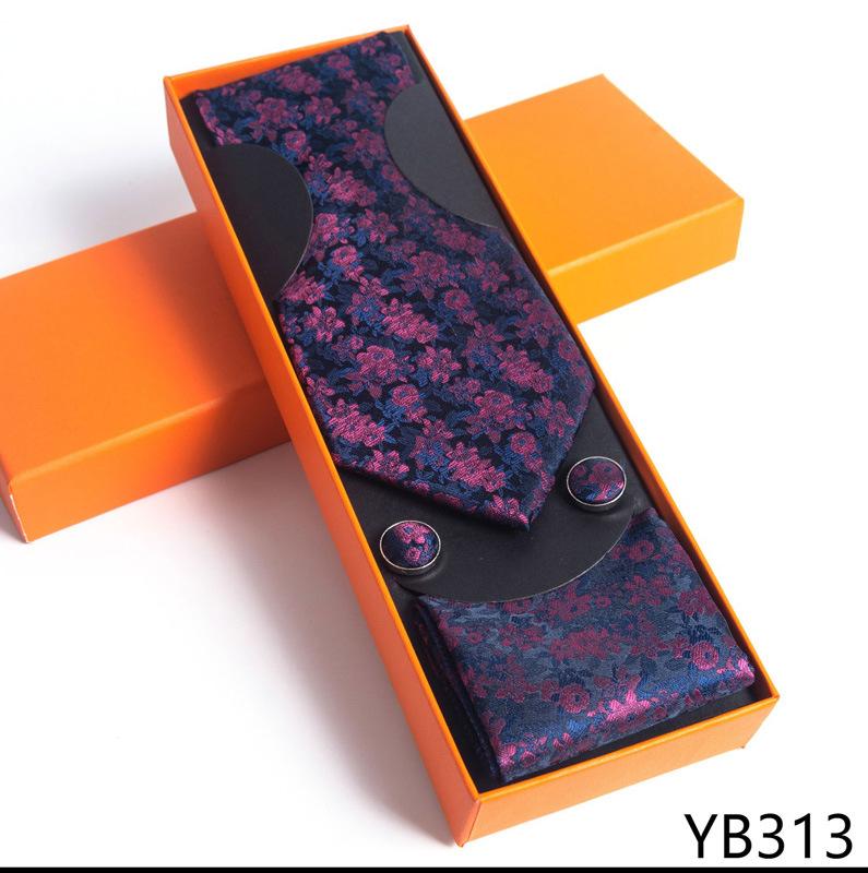 Herrenkrawatte mit quadratischer Manschette, Geschenkbox-Set, Business-Casual-Krawatte, Orange, Geschenkbox