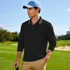 Amerikanischer Stil Locker Langarm Herren Freizeit Atmungsaktiv Einfarbig Golf Poloshirt