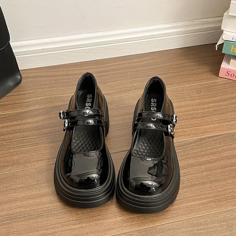 British style retro girls leather shoes summer new soft sole one pedal loafers college style Mary Jane single shoes