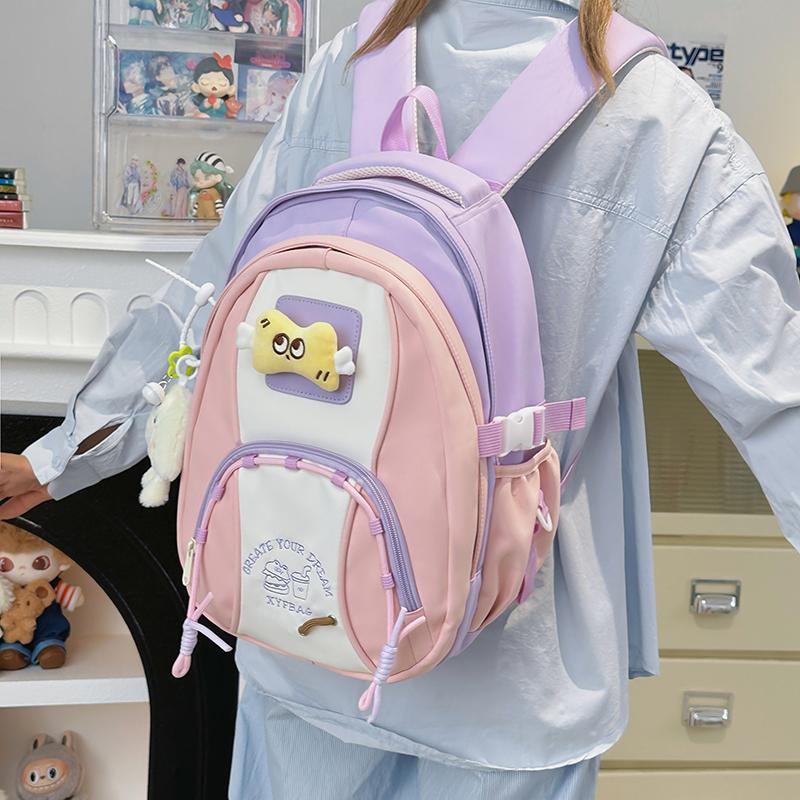 Student Schoolbag Women's Contrast Color Backpack Children's Backpack for Girls