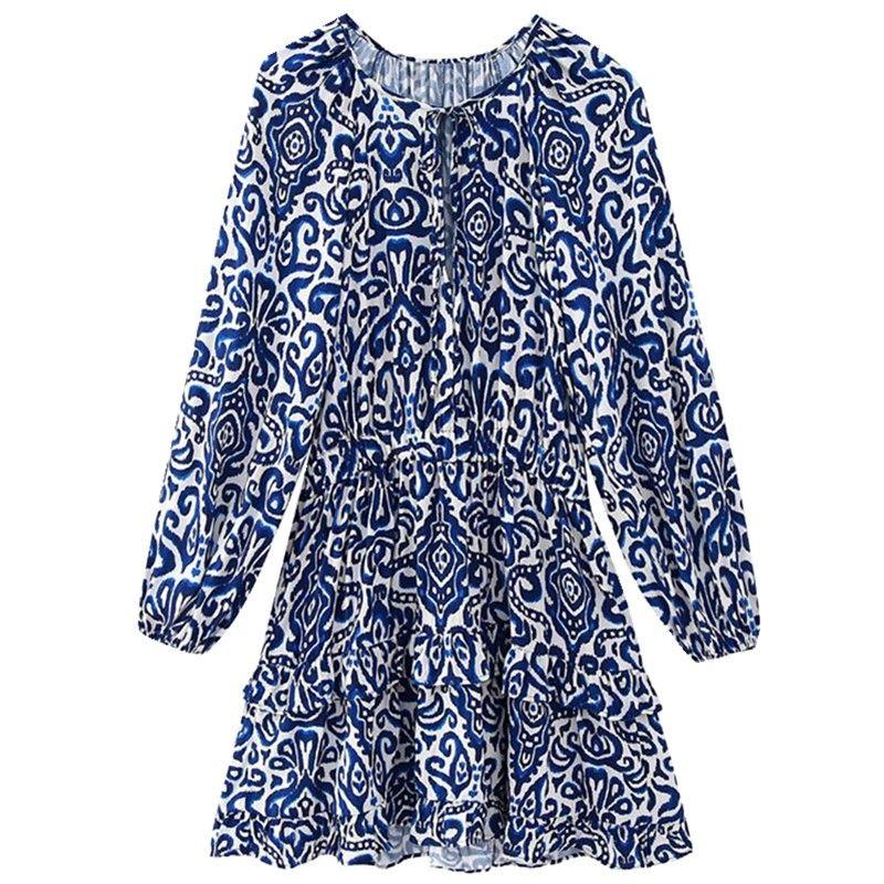 

Модный стиль Весенне-летняя мода Трендовая новинка Женская одежда Свободное платье с принтом Короткая версия 3666096 400 Picture color L