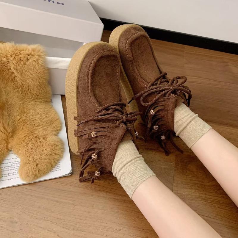 Quasten-Kurzstiefel Damen Herbst Neu Weichsohle Mode Schnürung Vielseitig Bequem Freizeit Martin-Stiefel