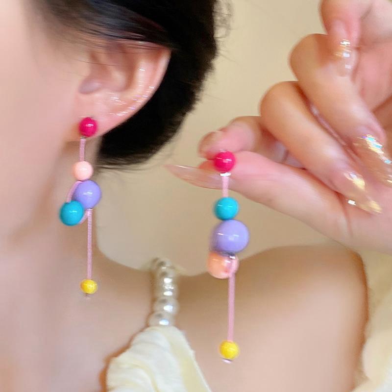 1Pair Summer Colorful Unique Dopamine Design Drop Dangle Earrings For Women Girl Korean Fashion Jewelry Accessories