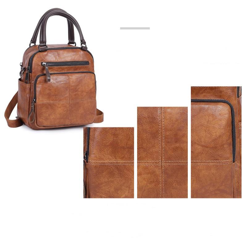 Women's Backpack Multifunctional and Fashionable, Paired with Genuine Leather Shoulder Bag, Diagonally Crossed, Hand-held, Retro Single Shoulder