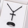 3 Piece Men Fashion Personality Simple Black Stainless Steel Non Fading Cross Necklace Ring Bracelet Set Accessories
