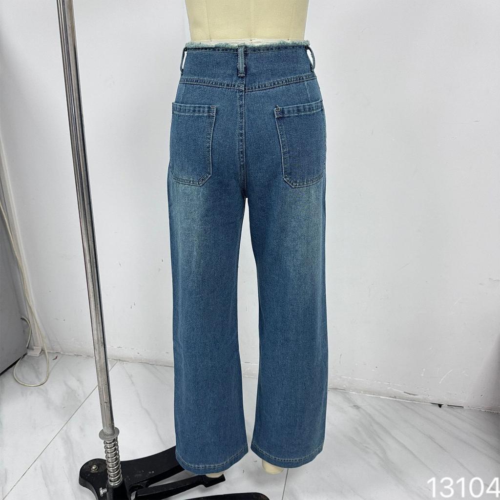 Women's Denim Classic Versatile High Waist Fashionable Trousers