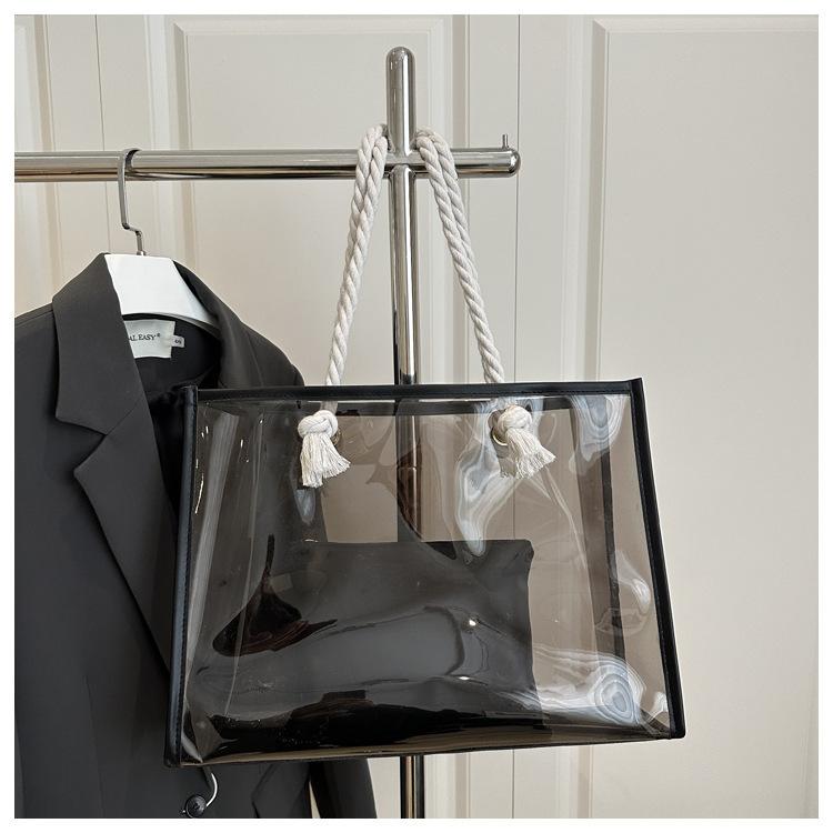 2025 новая сумка-тоут прозрачная красочная подарочная сумка сумка-желе высококлассная сумка-тоут для покупок сумка чёрный