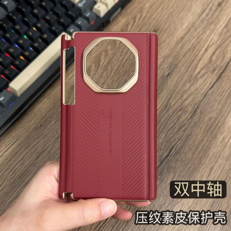 For Huawei Mate XT and XTs Ultimate Plain Leather Case Double Axis Hinge Protection Magnetic Protection Cover