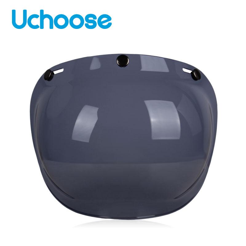 Authentic Bubble Mirror Motorcycle Helmet Three Button Type Retro Style Helmet Lenses Bubble Shield Visors Helmet Accessories