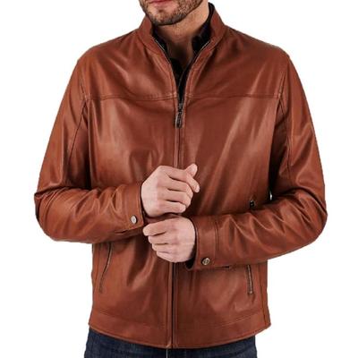 Giacca in vera pelle marrone da uomo