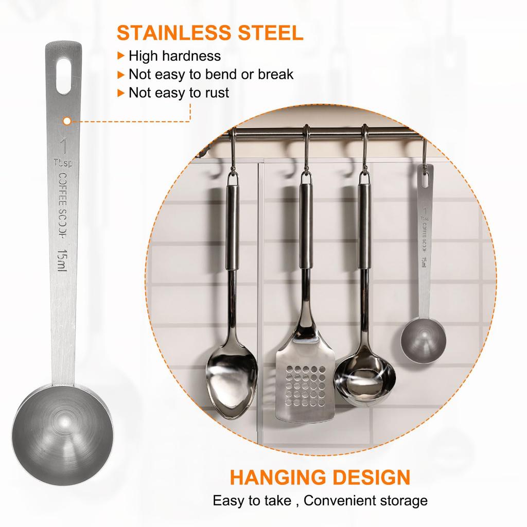 uxcell Single Measuring Spoon, 1 Tablespoon (3 Teaspoons, 15ml), 304 Stainless Steel Single Tiny Square Bowl Measuring Spoon with Long Handle, Silver