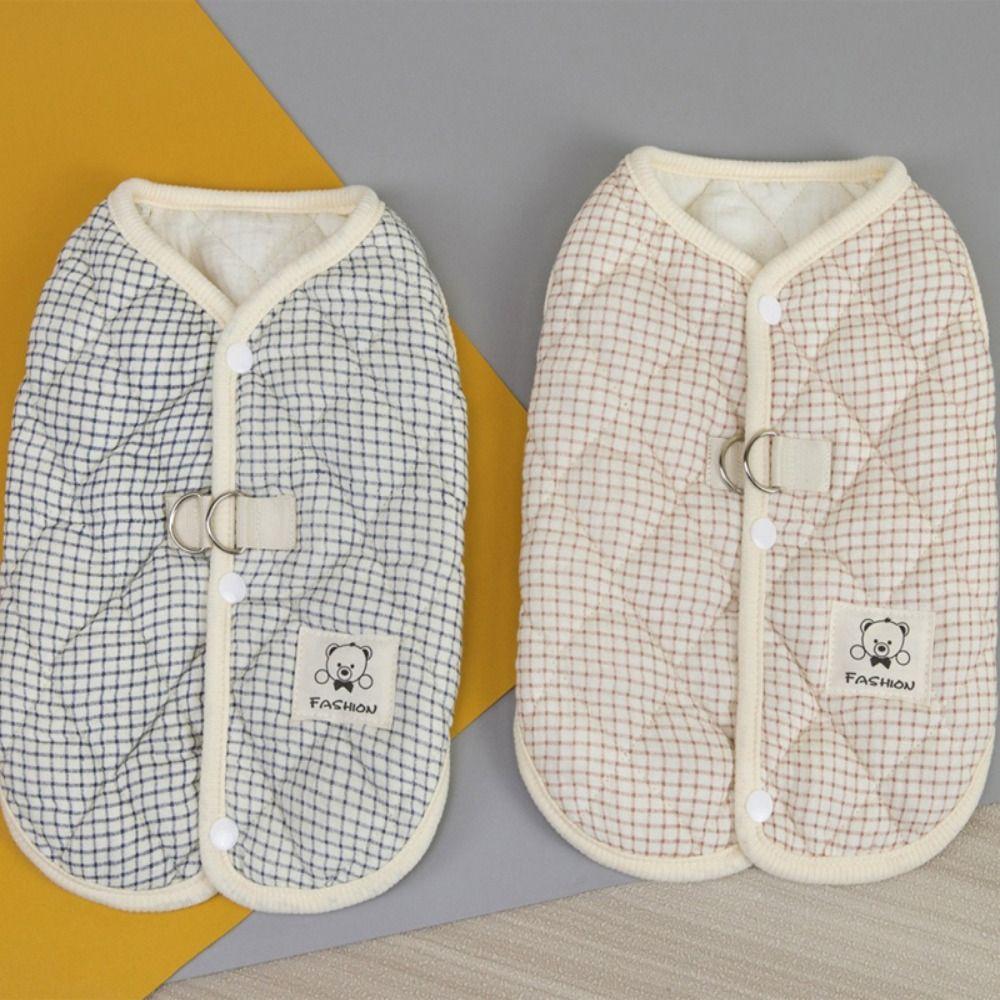 100% Cotton Pet Dog Clothes Back Buckle Cotton Material Teddy Bear Coat Warm Design Comfortable Traction Vest Autumn Season