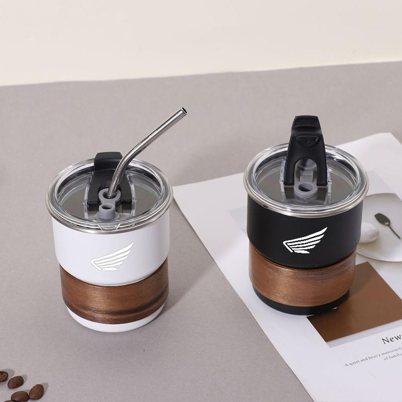 300ml Motorcycle Logo For Honda Stainless Steel Coffee Mug with Lid Anti-Scald Drinks Cup Resistant for Outdoor Picnic Camping VO8
