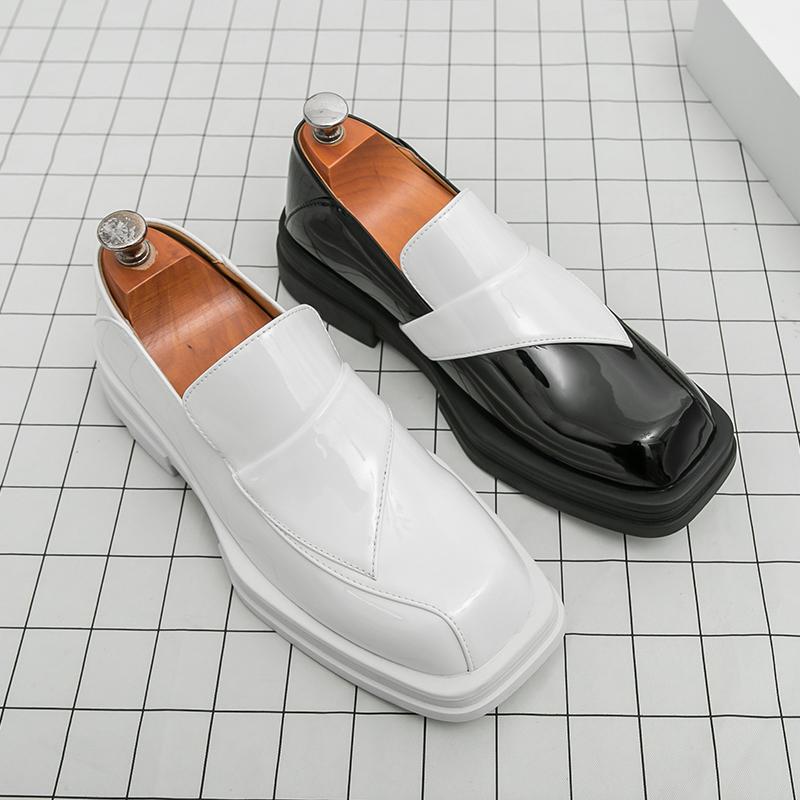Fashion New men's leather shoes Designer Trendy Styles Office and leisure party 38-46 Outdoor street Thick soled white Color blocked