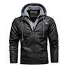 Autumn and winter men's leather jacket removable hooded leather jacket fashion slim retro PU leather jacket men's coat