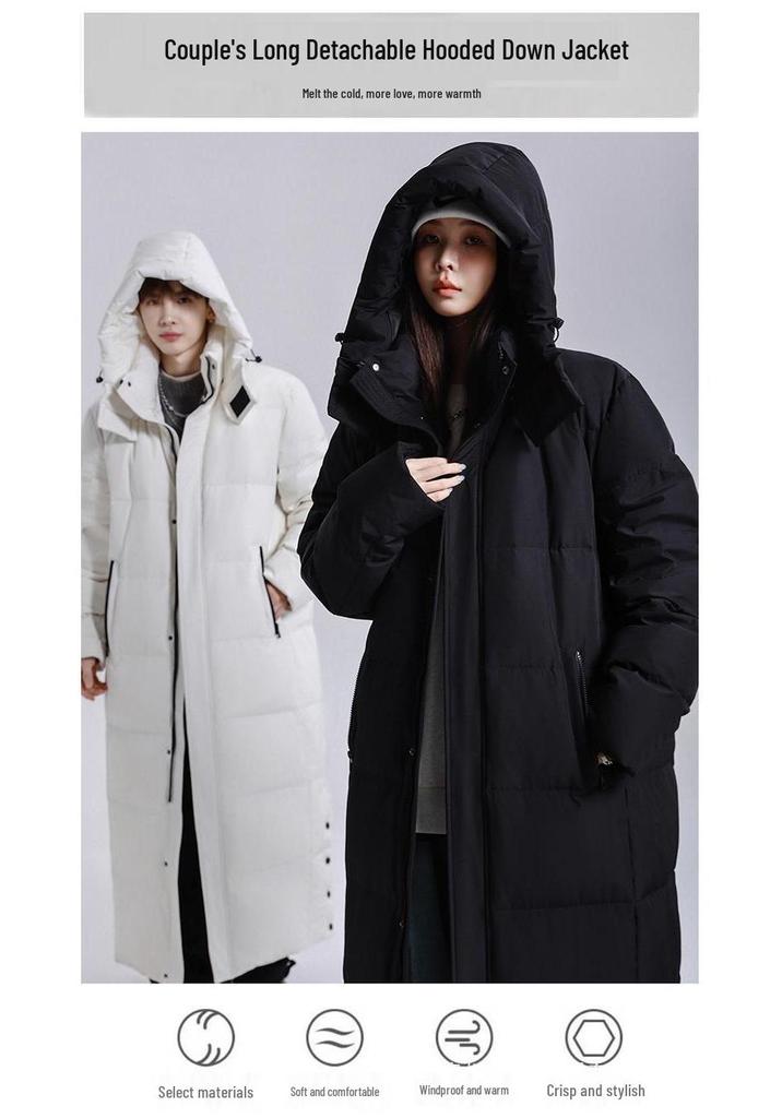 Unisex Long Goose Down Jacket Floor-Length Ultra-Warm Coat