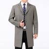 Spring and autumn middle-aged men's mid-length windbreaker, middle-aged suit collar, casual wool coat, dad's high-end jacket