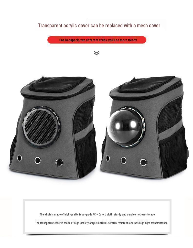 Breathable Double Shoulder Pet Backpack with Space Capsule Design