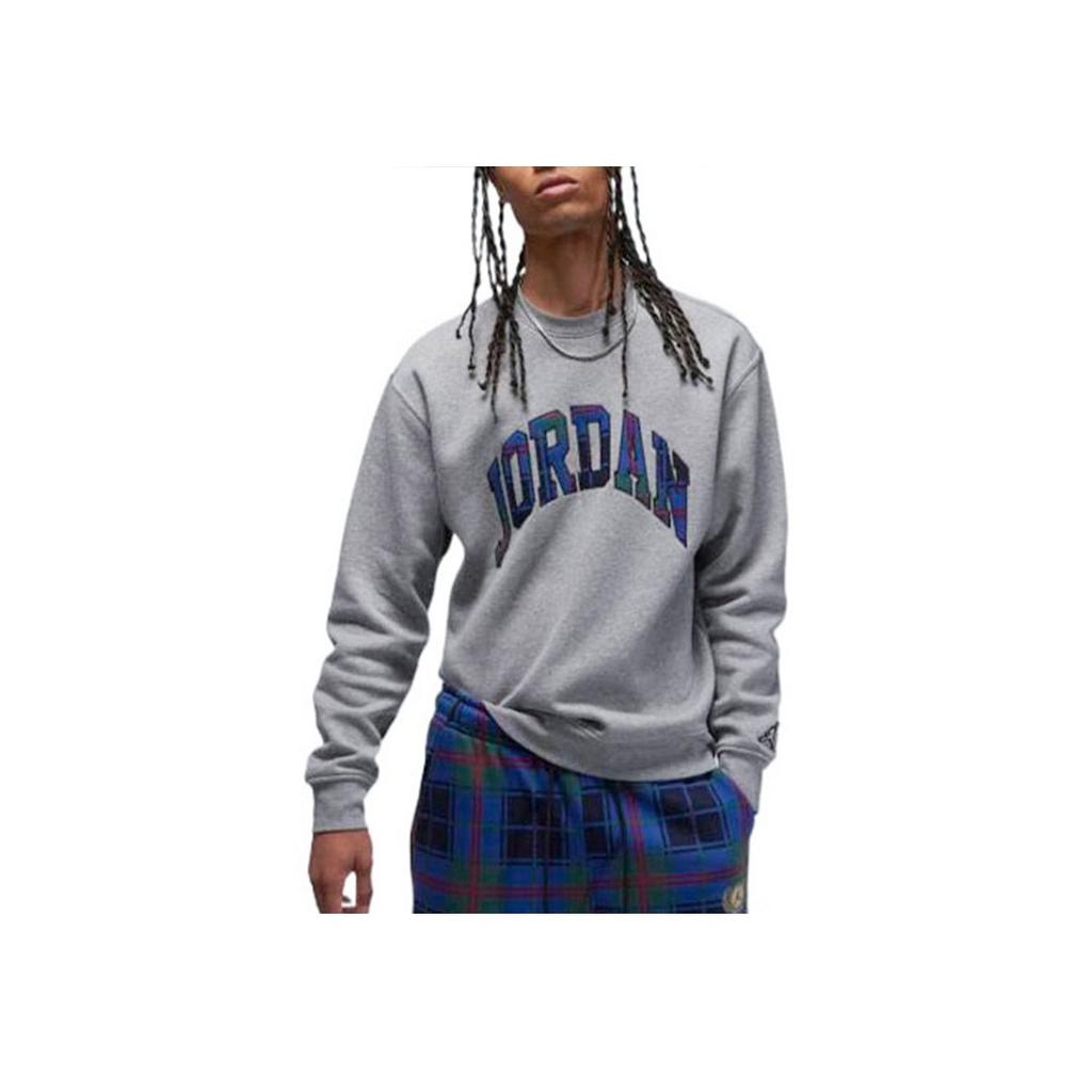 Jordan Embroidered Logo Print Crew-Neck Sweatshirt Men Sweatshirt Carbon-Ash-Grey DV1576-091