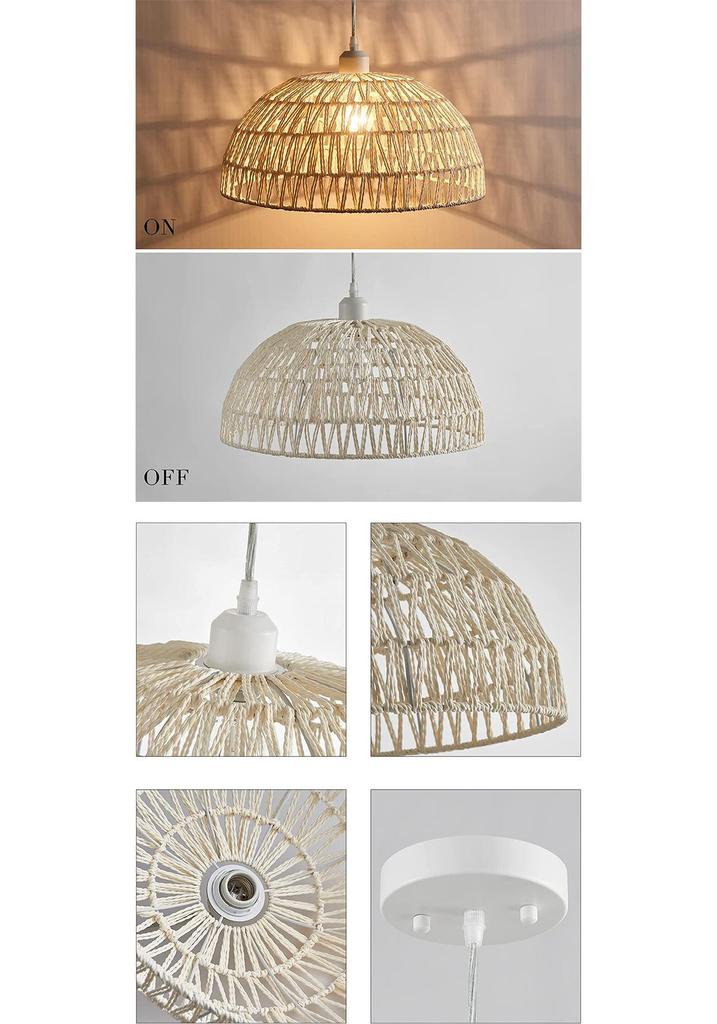Rustic Rattan Hemp Rope Pendant Light for Bedroom, Balcony, Retro B&B, or Bar Counter.