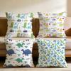 Cute Dinosaur Pattern Cushion Cover Multi-Scene Pillow Cover for Home & Car - Reversible, Soft & Durable for Daily Use