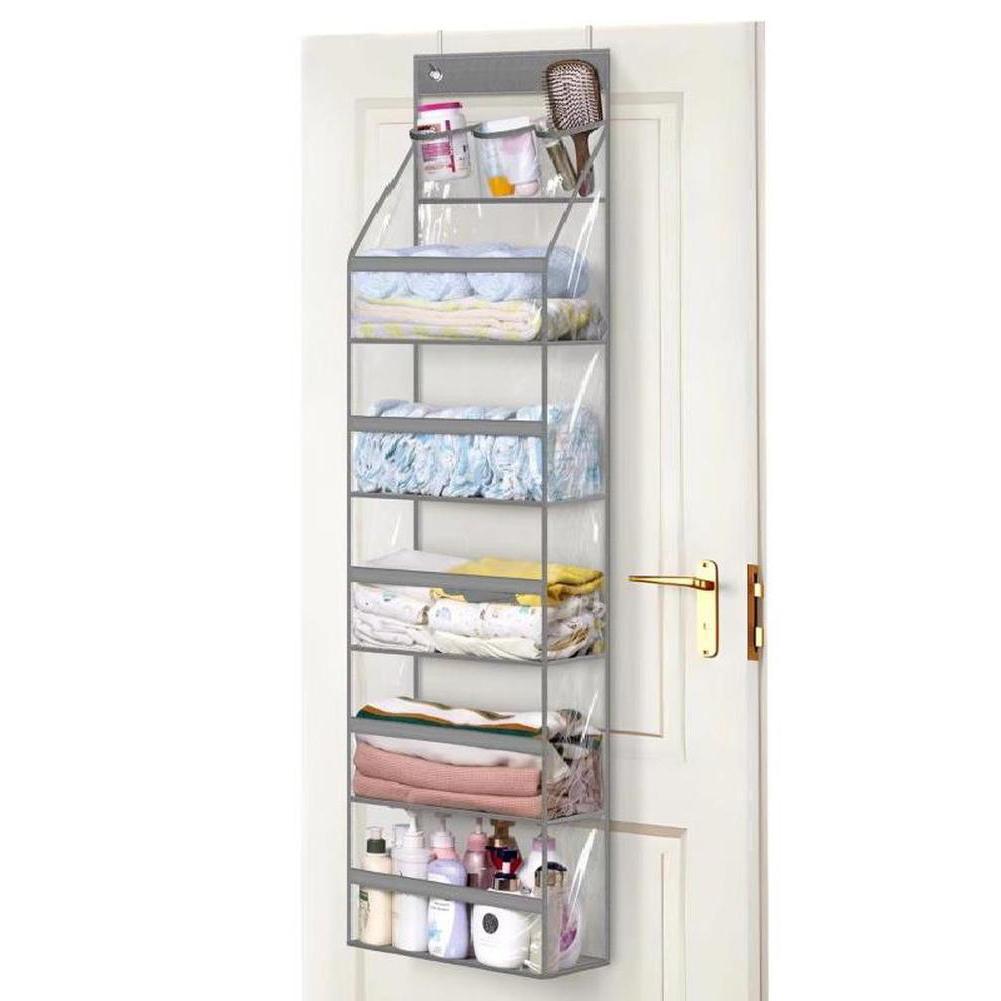 Hanging Shelves, Over The Door Organizer Storage With 5 Large Pockets 3 Top Compartments, Days Of The Week Clothes Organizer 3+5 layers PVCtransparent