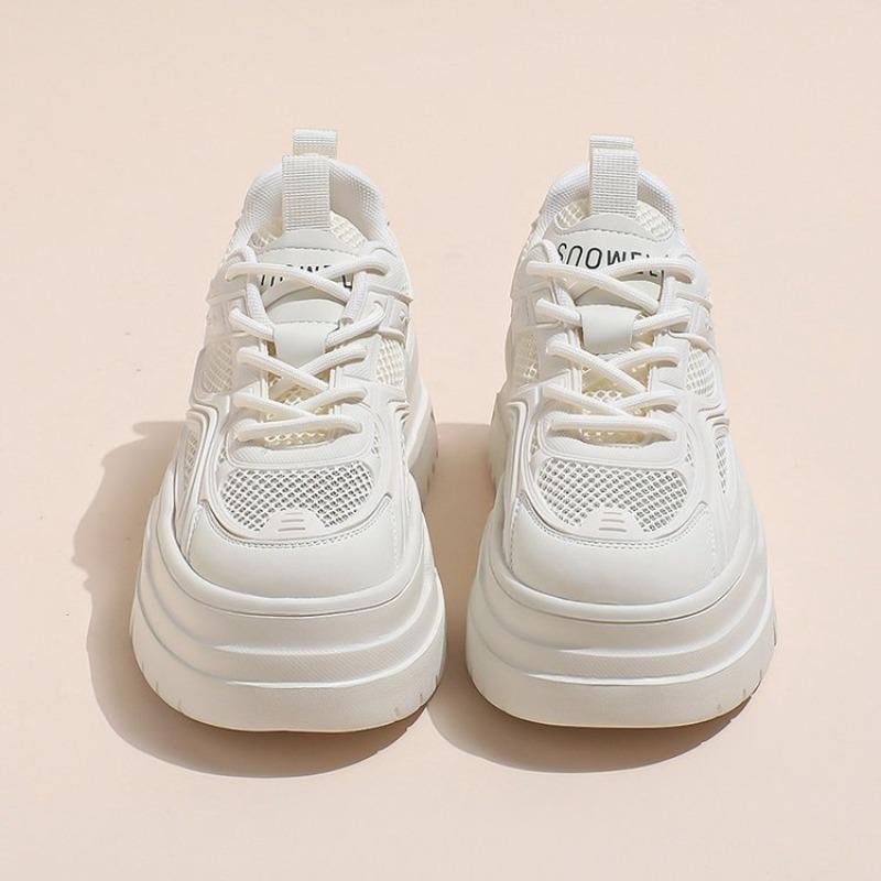 Platform Womens Shoes 2025 Summer New Heightening Mesh Breathable Casual Shoes Fashionable Thick Soled Sneakers