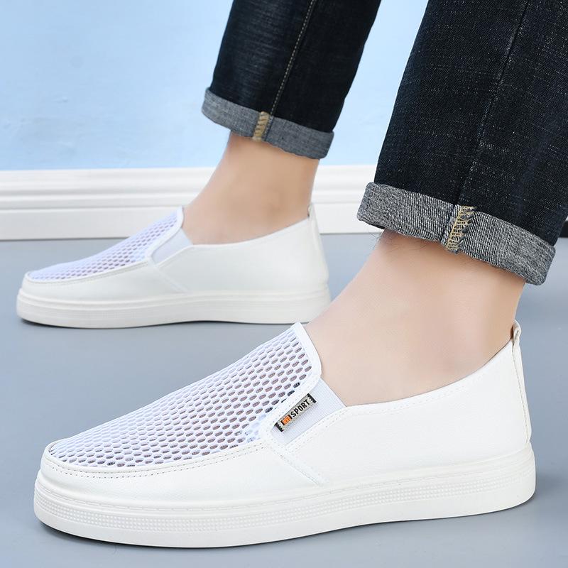Men's White Breathable Mesh Summer Sports Casual Shoes with Non-slip Soft Sole