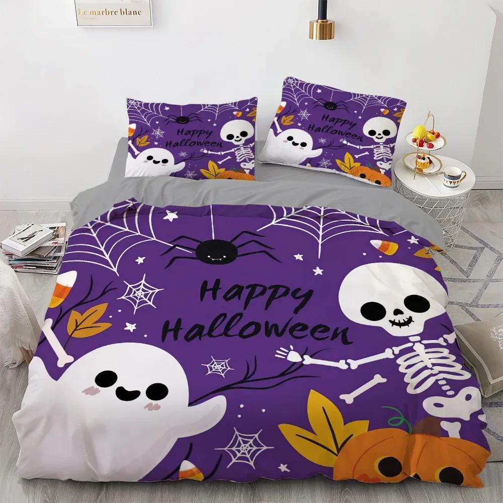 

Comforter Happy Halloween Tree Pumpkin Bedding Set King Size Horror Theme Queen Comforter Gothic Spooky For Kids Adult Comforter (quilt)-EU Single(135*200cm)3pcs