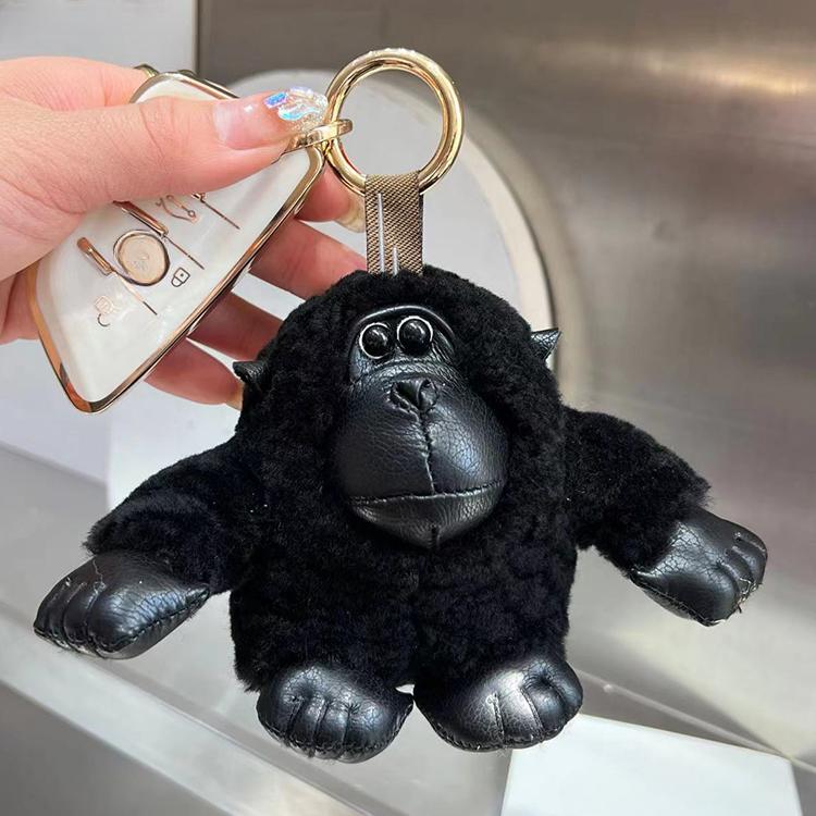 Cute Wool Big Chimpanzee Car Keychain Plush Doll Little Monkey Back Bag Pendant Fur Small Pendant