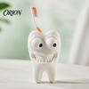 Dental Enthusiast Gift 3D Printed Smiling Tooth Toothbrush Holder, Funny Desk Figurine, Dentist Appreciation Creative Shaped Storage Stand for
