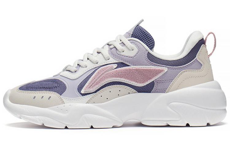 Li Ning Flowing Rock Классические низкие спортивные повседневные кроссовки Женские Бежево-фиолетовые AGCS268-2 35