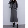 Pants Sets Two Piece Women Wool Cardigan Blazer Thick Button Wide Leg Pants Pockets Solid Casual Suits Outwear Winter