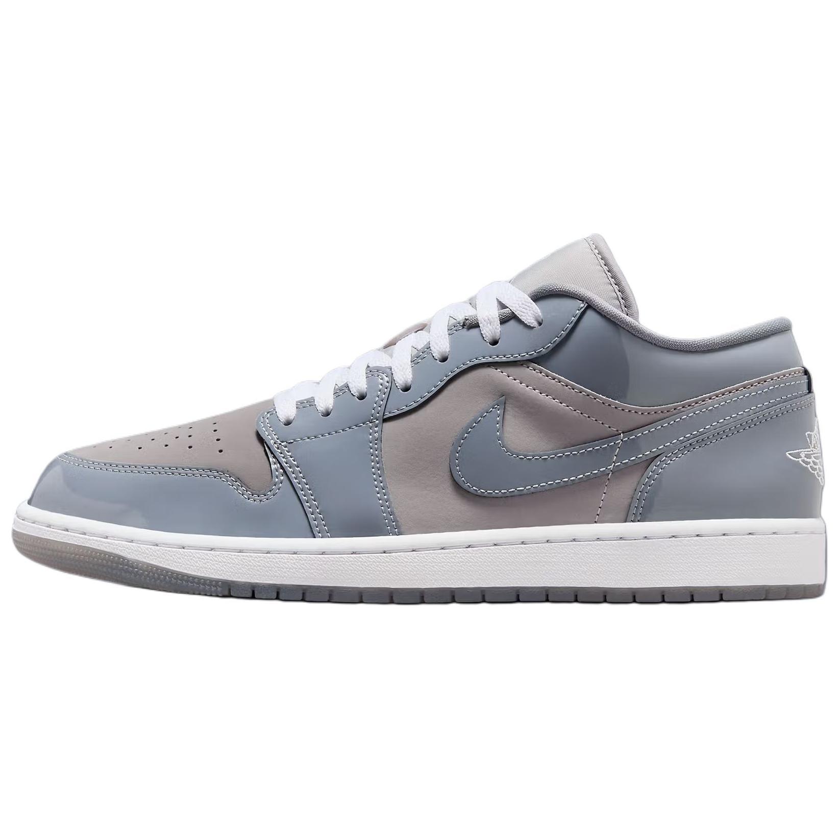

Jordan Air Jordan 1 Leather Slip Resistant Abrasion Resistant Low top Vintage Basketball Shoes Unisex Blue Gray HF3148-011- 44.5
