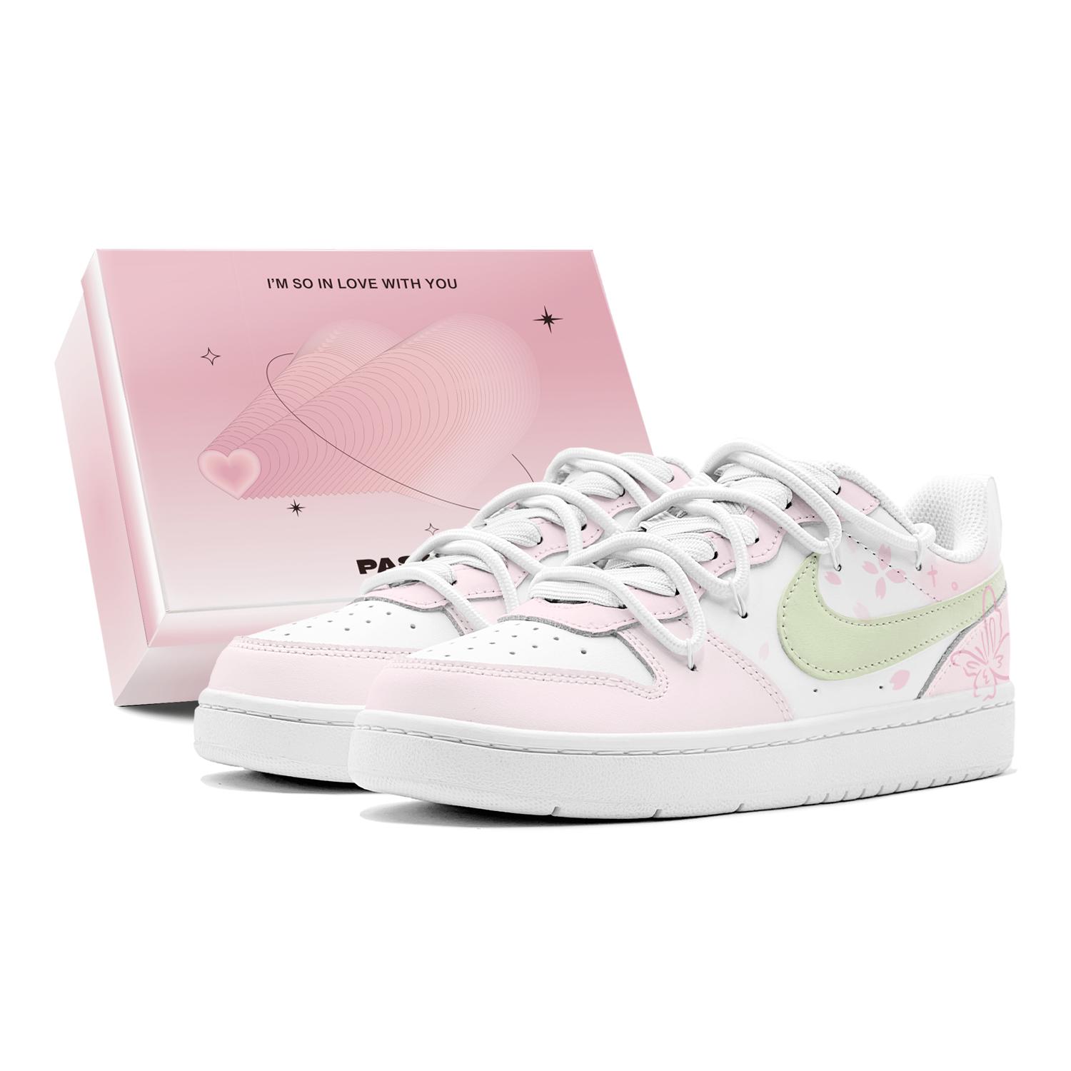 

Nike Court Borough Couple s, Cherry Blossom Butterfly Dancing, Refreshing, Comfortable Versatile, Elegance Soft Low top BQ5448-100(TeamS2-S-BOX) 40