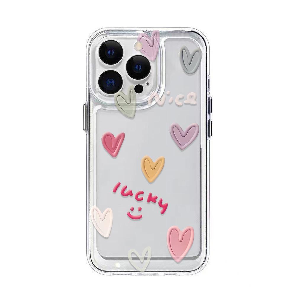 Simple Color Love Is Suitable for iPhone17promax Space Phone Case Apple 16 Transparent 14/15 Niche