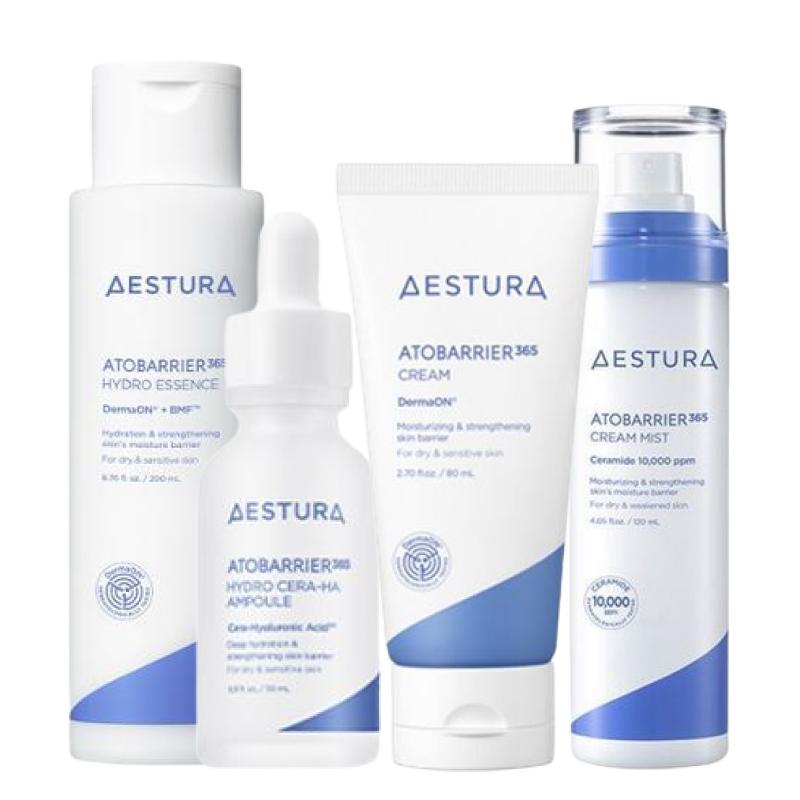 AESTURA Atobarrier365 Hydro Skincare Set (Hydro Essence Toner 200ml + Cera-Hyal Ampoule 30ml + Moisture Cream 80ml + Cream Mist 120ml)