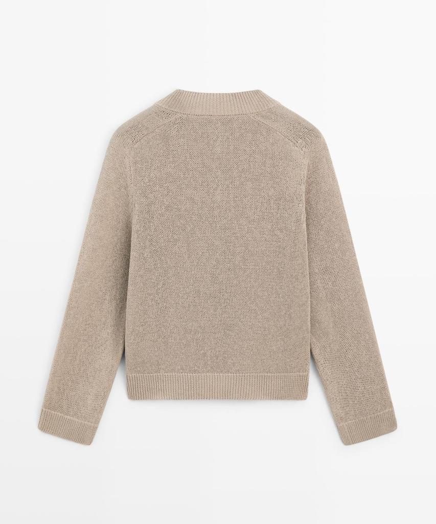 Masimodutti Cotton Blend V-Neck Knit Sweater