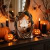 Vintage Tree Swing Ghost Statue On Halloween Decor, Resin Spooky Figurine with Cute And Desktop Decoration Base, Festive Party Tabletop Ornament,