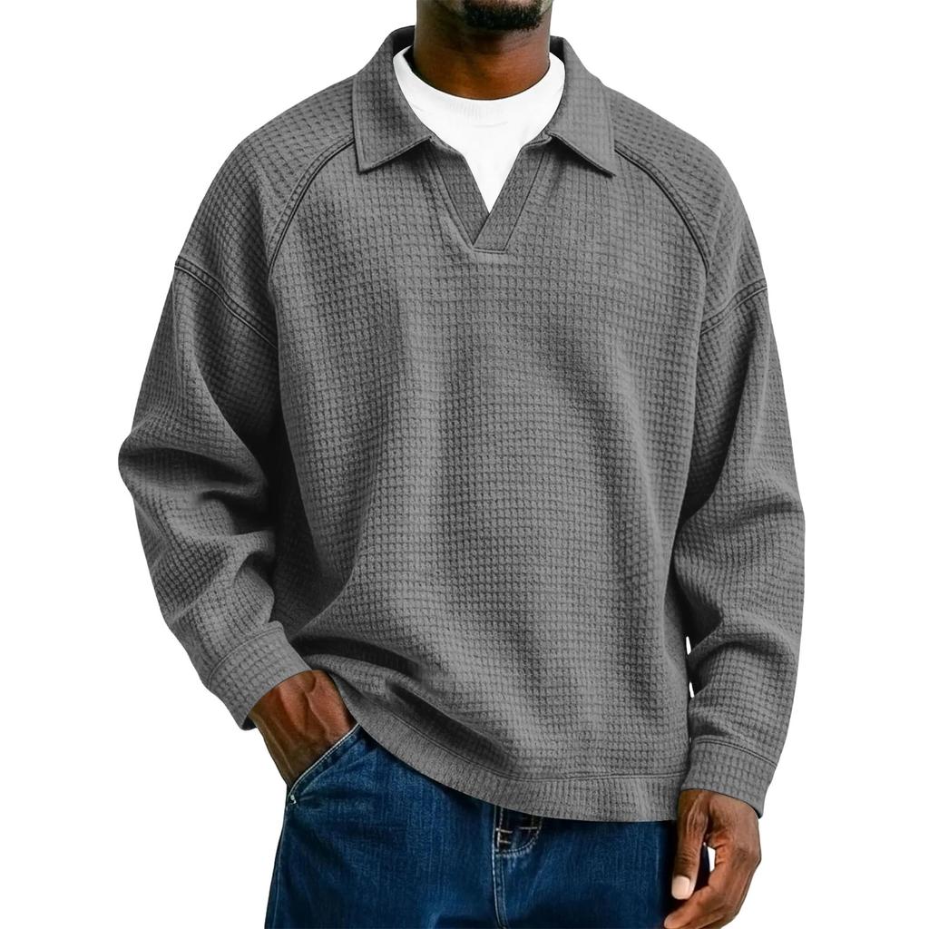 Herrstickad vardagspullover med krage - Långärmad för daglig användning