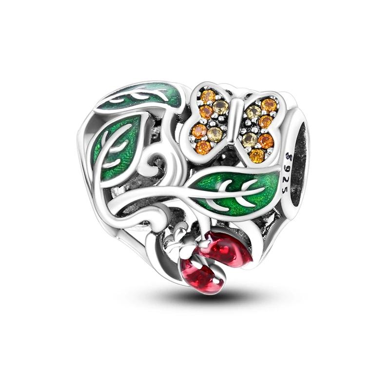 DIY Grüne Serie Baum Charm Kaktus Avocado Anhänger Kupferperlen Passend für Original Armreif Charms Armband Damenschmuck