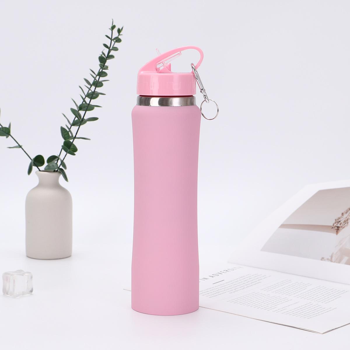Simple 304 stainless steel thermos cup outdoor portable sports kettle creative small waist high value straw water cup 600ml