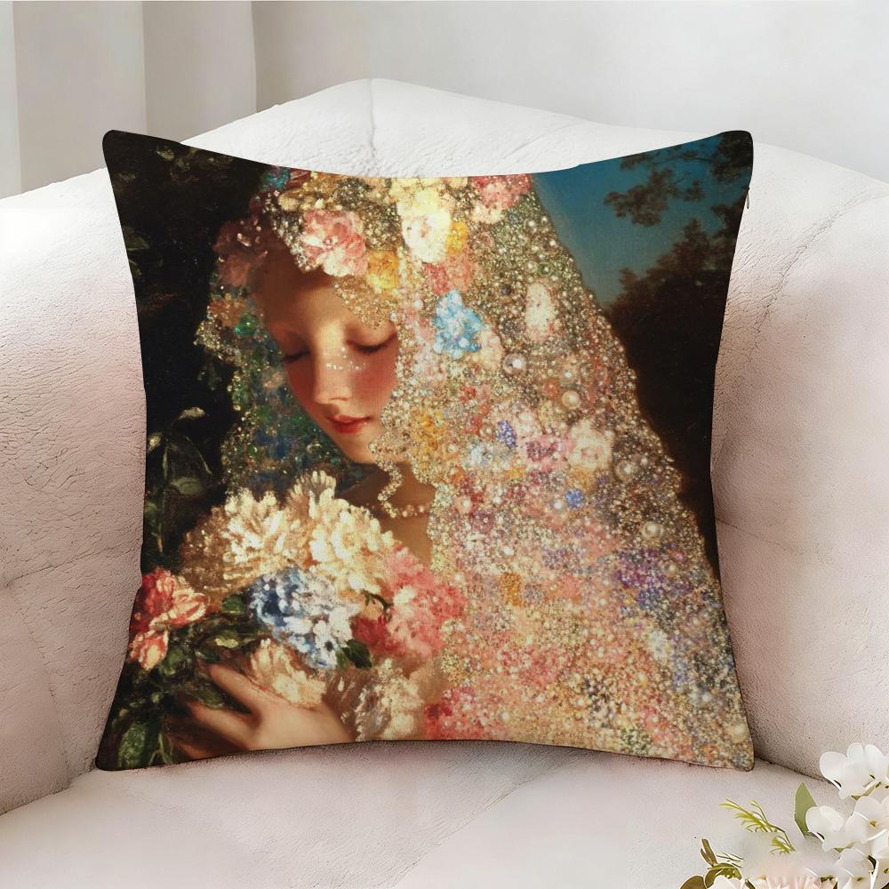 P-Pearl Girl Anime Pillow Case Pillowcase, Double-Sided Printed, Sofa Cushion, Bedroom Headboard Pillow