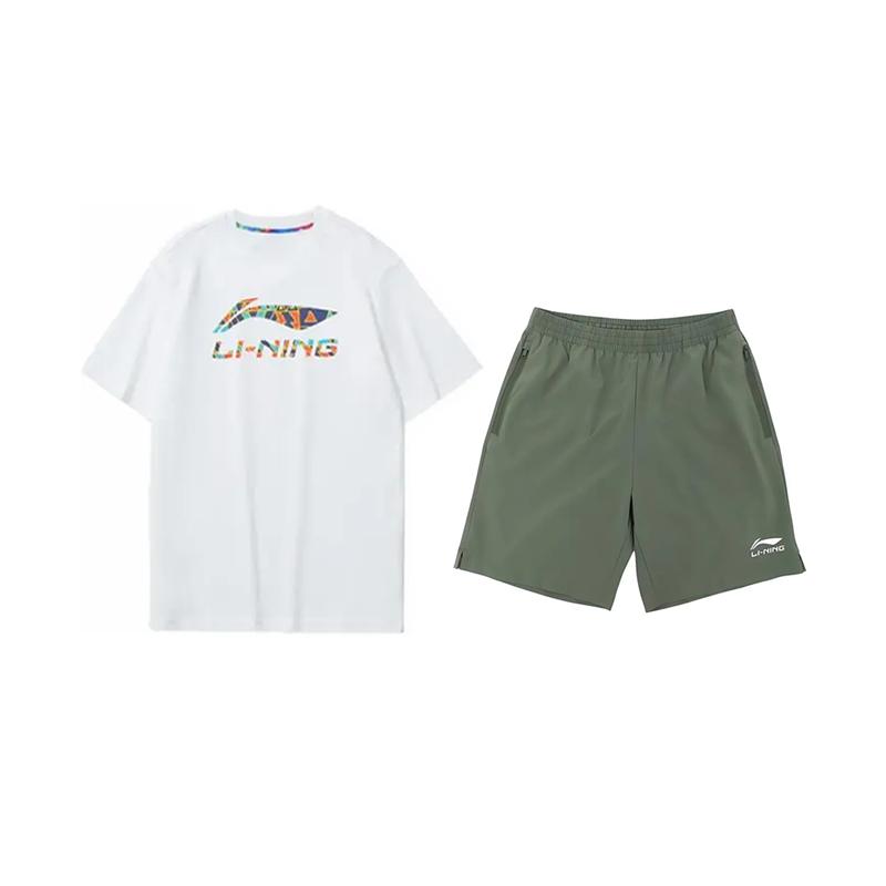 

Li-Ning Round Neck Pullover Letter Logo Print Fashion Skin-Friendly Versatile Casual Sports Suit Unisex suit AHST635-1+YKSV147-1 3XL