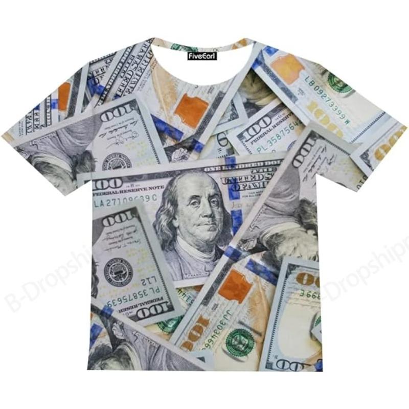 Dolar 3D potisk Grafická trička Módní Ležérní Nadměrná Kulatý výstřih Krátký rukáv Pánská a Dámská Unisex trička