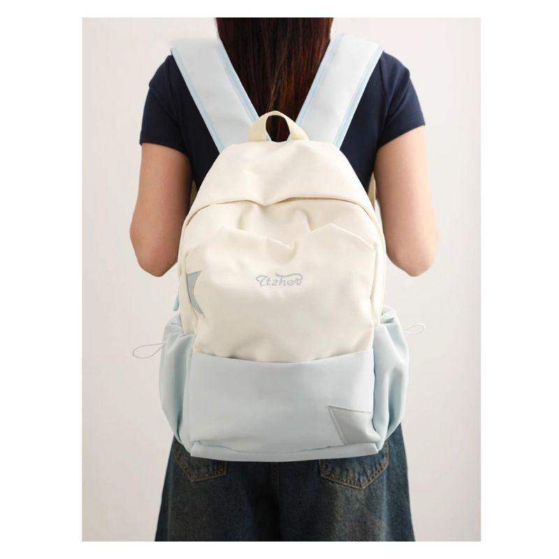 Contrasting color 2025 new female college student schoolbag large capacity lightweight short-distance travel backpack women's backpack