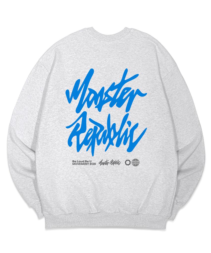 MONSTER REPUBLIC Authentic Logo Sky Blue Sweatshirt Melange Gray_8128